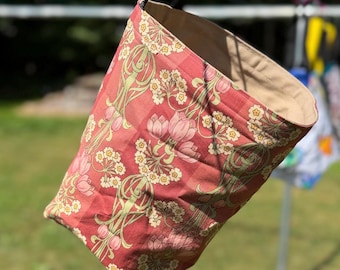 Pink Floral Clothespin Bag