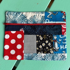Cat in the Hat & Polka Dot zipper pouch