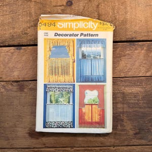 Vintage 1972 Simplicity 5494 Curtain Sewing Pattern | 1970s Window Valances Drapes | Junk Journal Ephemera