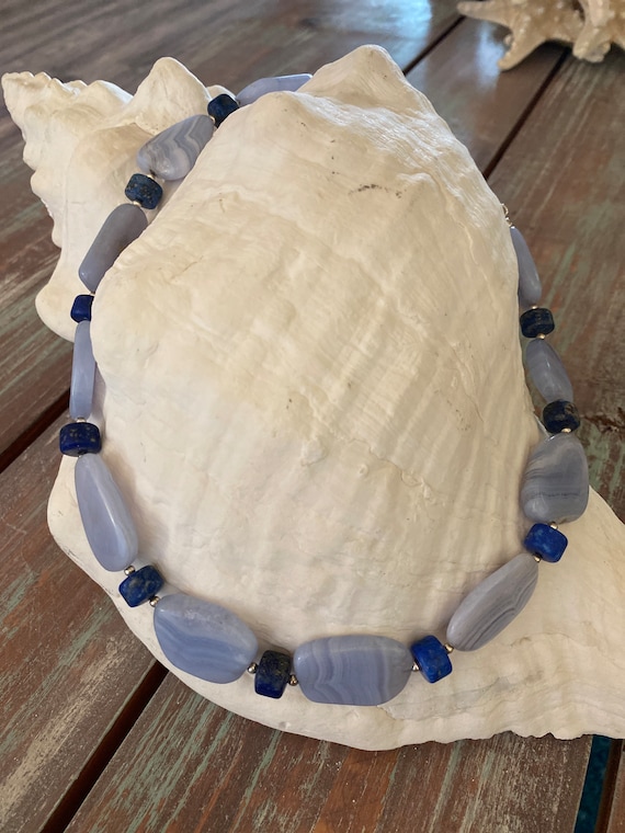 Jay King Blue Lace and Blue Lapis Necklace