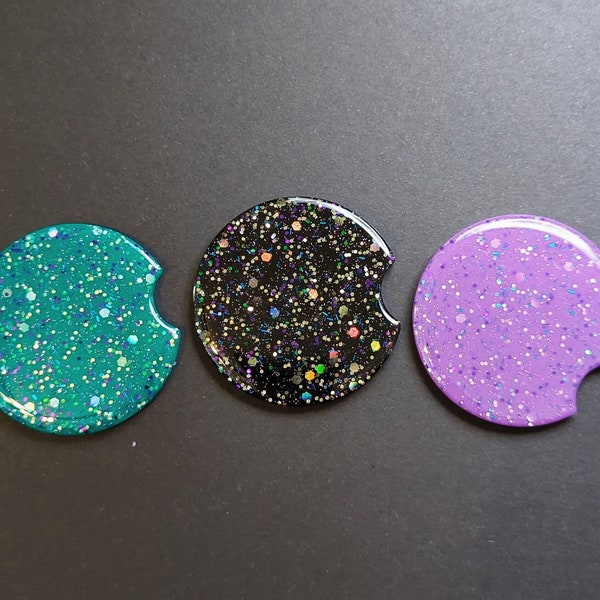 Galaxy Glitter Car Coasters Set of 2 | Resin Car Coasters