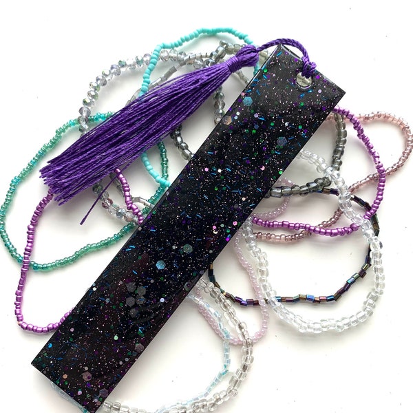 Galaxy Glitter Bookmark | Shimmer Book Accessories - Bookish - Book Lover Gift - Unique Gift Idea - Resin Bookmark