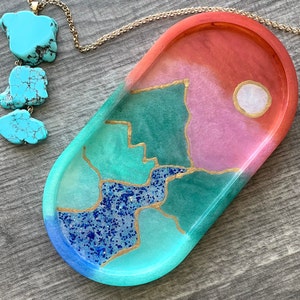 Glitter Mountain Trinket Tray | Shimmer Jewelry Holder | Resin Trinket Dish | Housewarming Gift for Friend