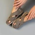 Cappuccino Suede Fisherman Sandals, Wide Toe Box, Comfortable Walking Shoes