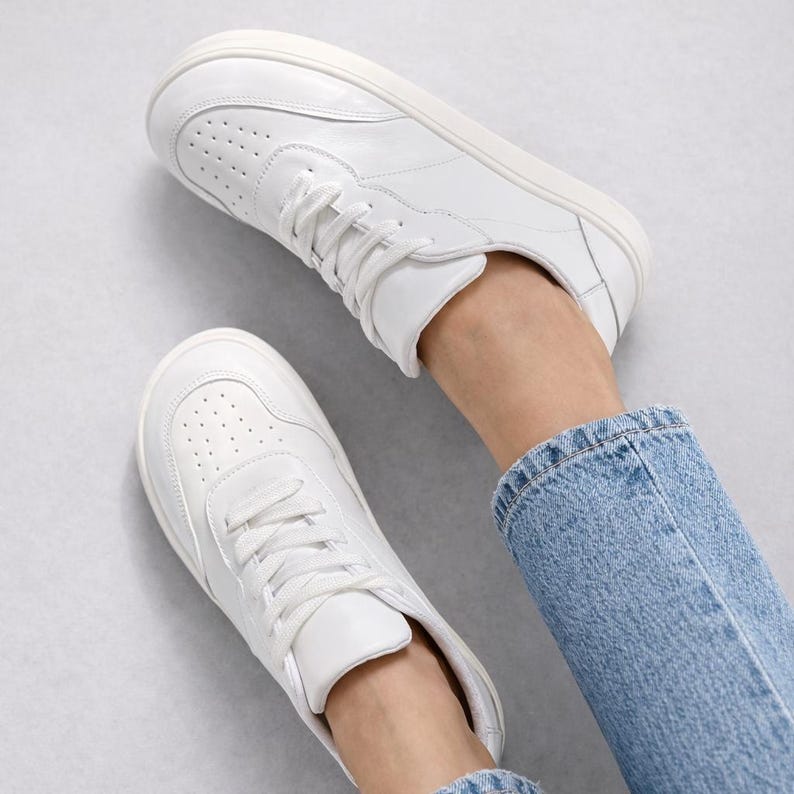 Beige Leather Sneakers Women Handmade, Minimalist Casual Trainers, Lightweight Comfortable Everyday Shoes image 13