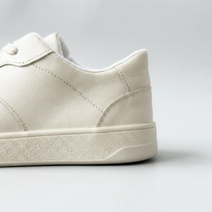 Beige Leather Sneakers Women Handmade, Minimalist Casual Trainers, Lightweight Comfortable Everyday Shoes image 8