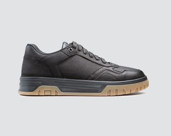 Men's Black Nubuck Sneakers, Handmade Casual Shoes, Minimalist Everyday Sneakers for Men