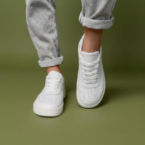 White Leather Sneakers Women, Minimalist Handmade Trainers, Casual Leather Shoes, Everyday Comfort Footwear