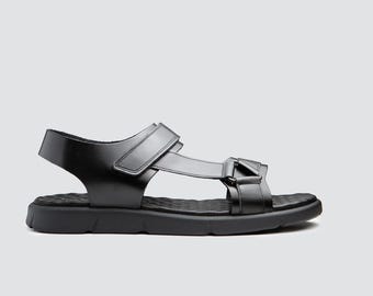 Handgjorda sandaler i fullnarvsläder, justerbara sommarskor, bekväm bred passform
