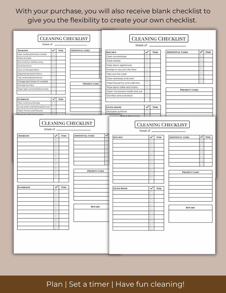 ADHD Cleaning Checklist ADHD Checklist Printable Cleaning Etsy