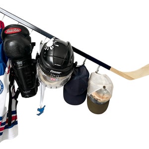 Wieszak na kapelusze Hockey Stick, wieszak na koszulkę, medal, sprzęt, plecak, uchwyt ścienny z haczykami. Zmontowany, wyjątkowy prezent dla fanów sportu.
