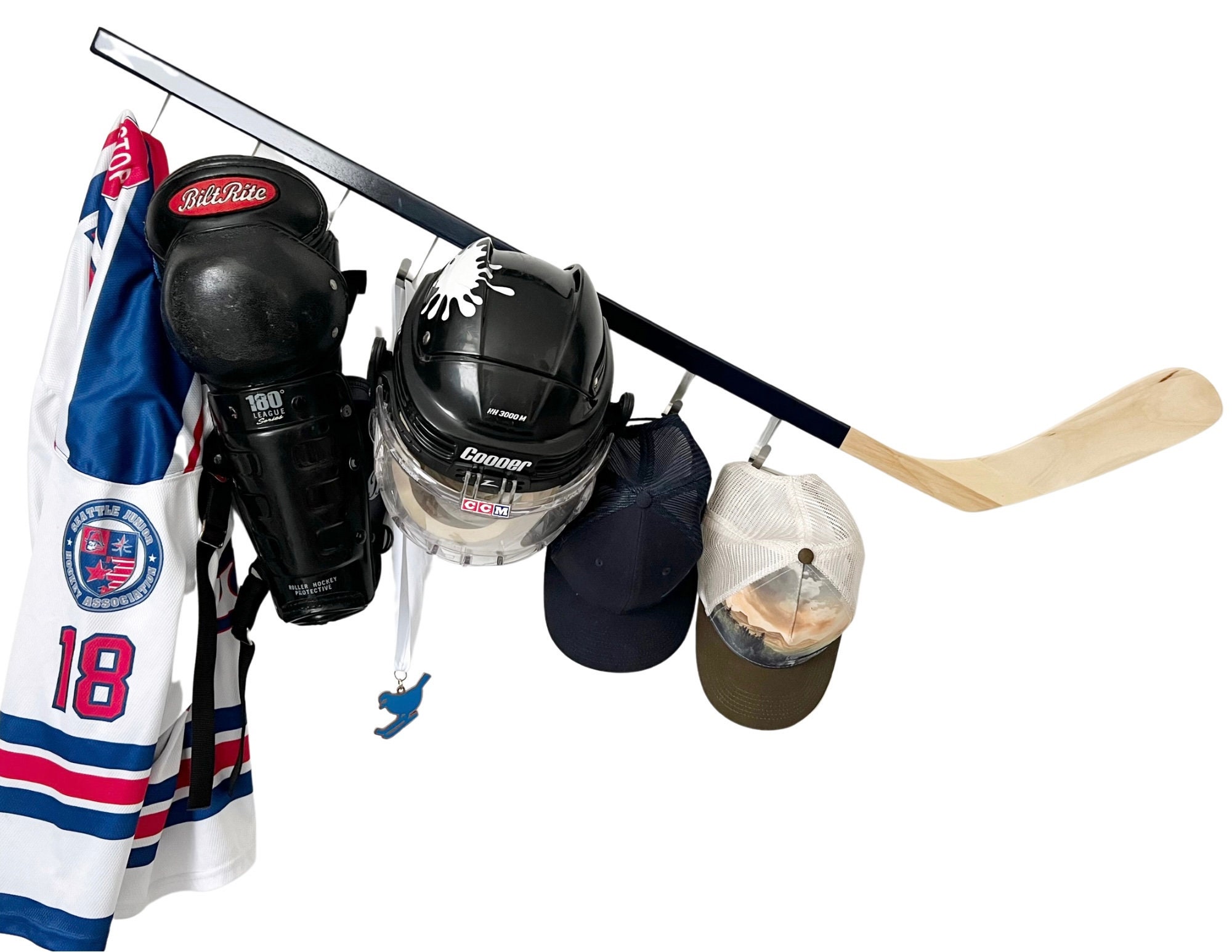Hockey Stick Hat Rack Coat Hanger Jersey Medal Equipment 