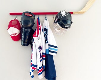 Hockey Stick Hat Rack for Caps Coats Jerseys Equipment Backpacks and more