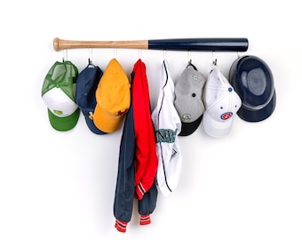 Baseball Bat Hat Cap Coat Jersey Equipment and Backpack Rack