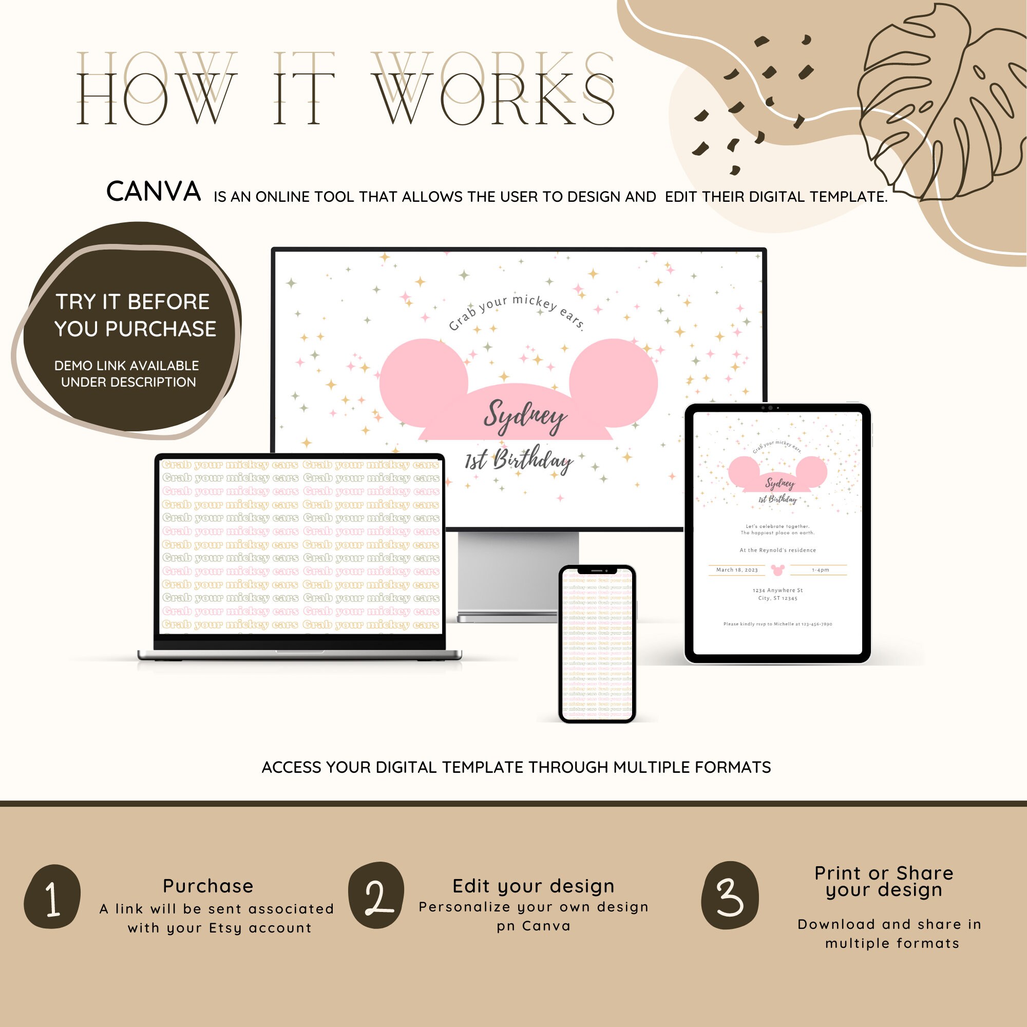 Grab Invite Grab Your Mickey Ears Invitation | Disney Inspired 5