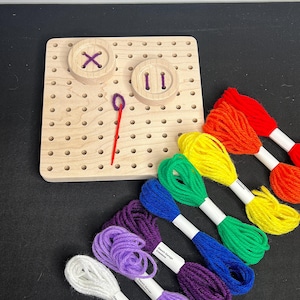Lacing board, learn to sew, Montessori practical life, gift for kids, fine motor activity, educational toys for girls and boys
