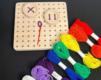 Sewing activity, Lacing board for Montessori sewing, learn to sew, Montessori practical life, gift for kids, fine motor activity