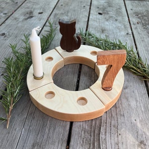 Maple Waldorf birthday celebration ring, 1st birthday gift, small birthday ring, gift for boys, gift for girls, birthday candle holder