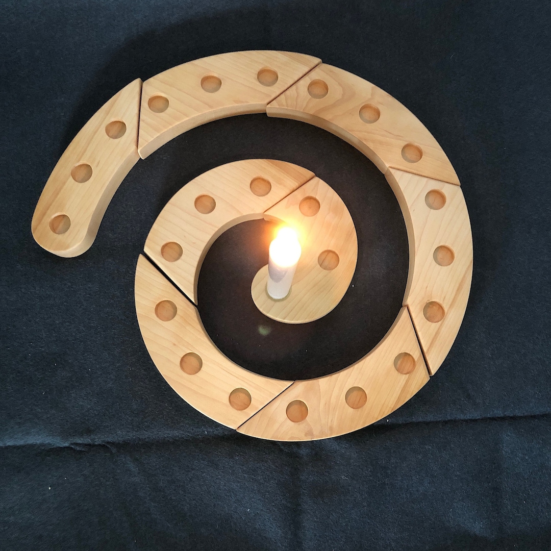 Waldorf Advent Spiral, Wooden Candle Holder, Advent Calendar, Waldorf