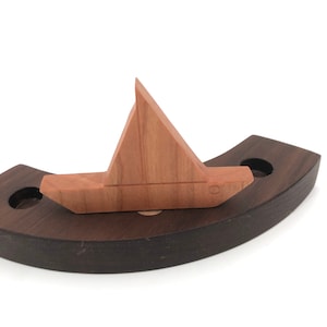 Birthday ring ornament, Waldorf ring, Sailboat ornament, boat ornament, Natural rustic wood, Celebration ring