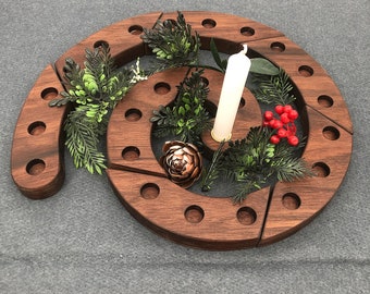 Christmas decor, Waldorf spiral, Spiral Advent calendar, Natural walnut, winter solstice, Christmas countdown, advent wreath, Waldorf advent