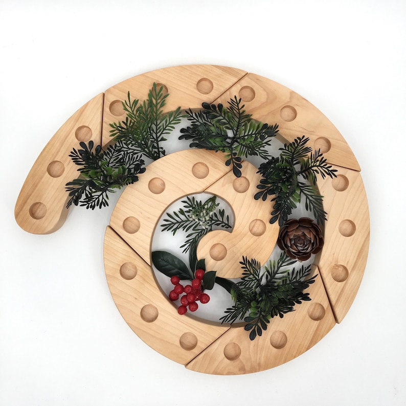 Waldorf Advent Spiral Wooden Candle Holder Advent Calendar Etsy
