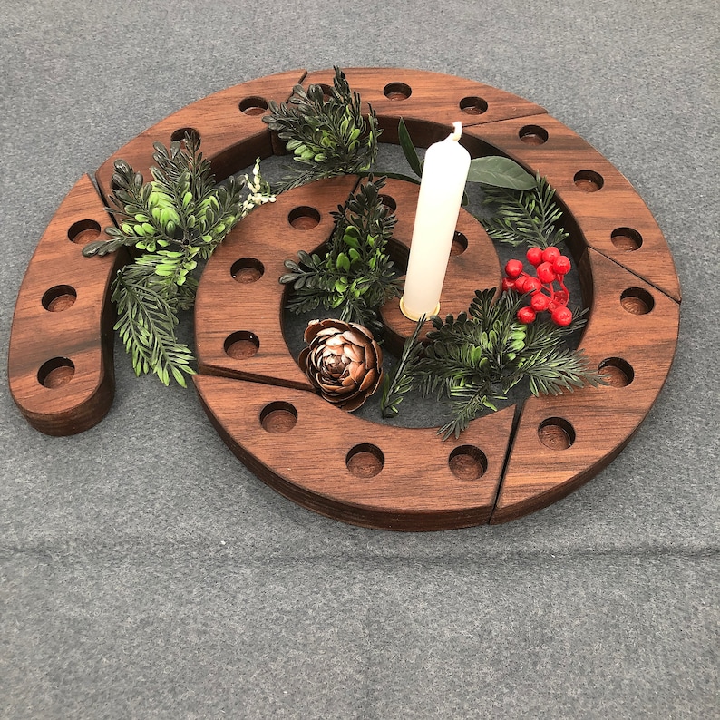 Waldorf Advent Spiral Wooden Candle Holder Advent Calendar Etsy