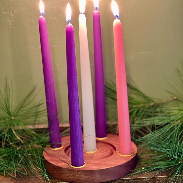 Advent wreath   for Holiday home decor, advent candle set, Christmas gift for new parents, Mahogany advent wreath