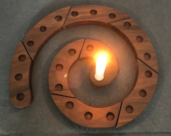 Waldorf advent spiral in walnut wood, Christmas countdown calendar