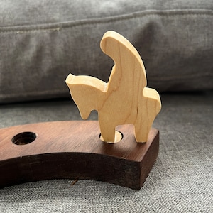 Ornament for Waldorf advent spiral, Christmas ornament, Mary and Donkey, celebration ring, Waldorf Ornament, natural wood, Christmas decor
