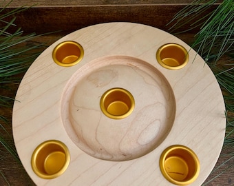 Advent candle holder for Holiday home decor, advent wreath candle set, Christmas gift for new parents, Maple advent wreath