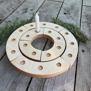 Waldorf birthday ring, baby&#39;s first birthday gift, celebration ring, candleholder, German birthday ring, birthday centerpiece, 20 hole ring