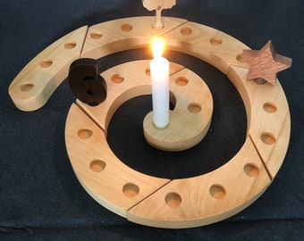 Waldorf celebration spiral, Spiral Advent calendar, Natural maple, winter solstice, Christmas countdown, advent wreath, Waldorf advent