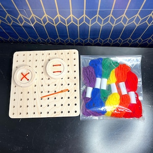 Lacing board, Montessori practical life activity, children&#39;s needlework kit,  learn to sew, quiet time toy, button sewing work