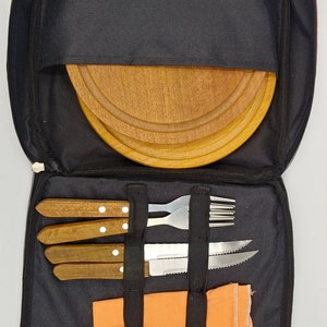 Argentine. ARGENTINA Gift Handmade picnic set for two. BBQ. Barbecue or picnic. Authentic, original. Ecological cow leather..#JUE660