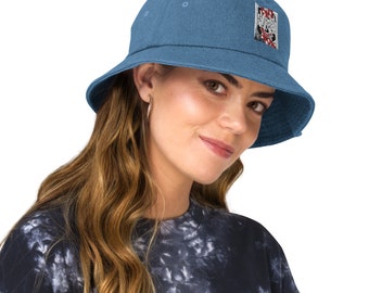 Denim bucket hat with Mickey embroidery