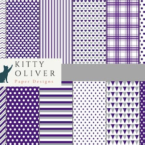 Lila und Weiß College Paper Pack | Druckbare digitale Papier Download, Scrapbooking, Kartenherstellung, Papier Handwerk 12x12, 300 DPI