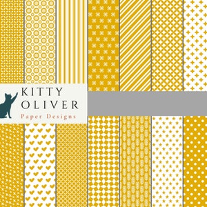 Mosterdgele basispatronen Value Paper Pack | Afdrukbare digitale papier downloaden, scrapbooking, kaarten maken, papier ambachten 12 x 12, 300 DPI