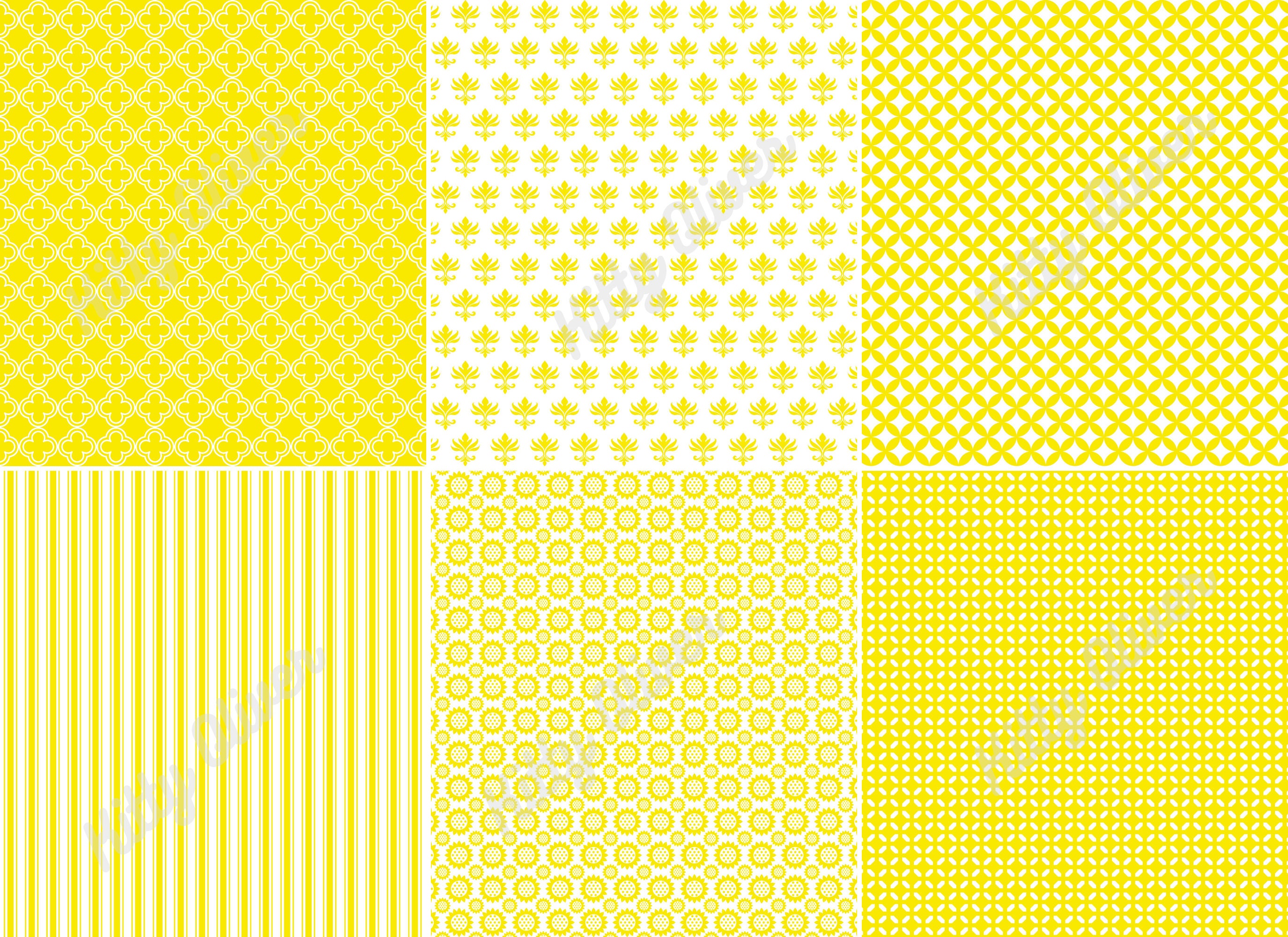 Yellow Paper Design Patterns Bright Yellow Basic Patterns Paper Pack | Printable Digital Paper ...