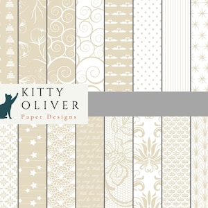 Elegantes Taupe Hochzeit Papier Set, druckbares digitales Papier für Scrapbooking, Kartenherstellung, Papierbasteln, 12x12, 300 dpi