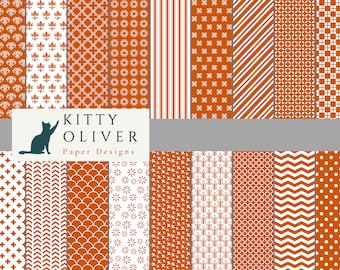 Brända orangea grundmönster, värdepapperspaket | Utskrivbart digitalt papper för nedladdning, scrapbooking, korttillverkning, papperspyssel 12x12, 300 DPI