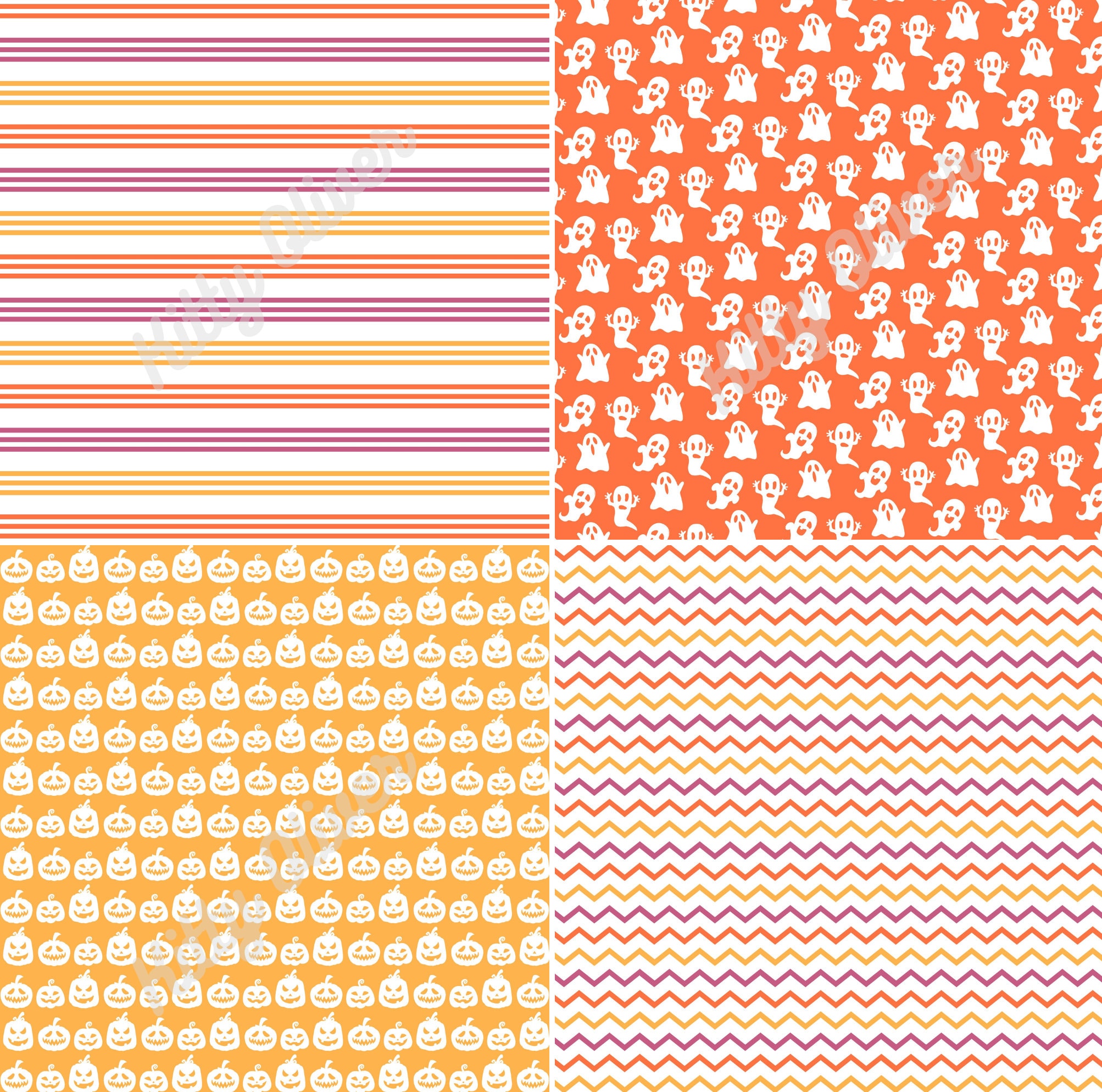 Pumpkins and Ghosts Halloween Paper Pack | Printable Digital Paper ...