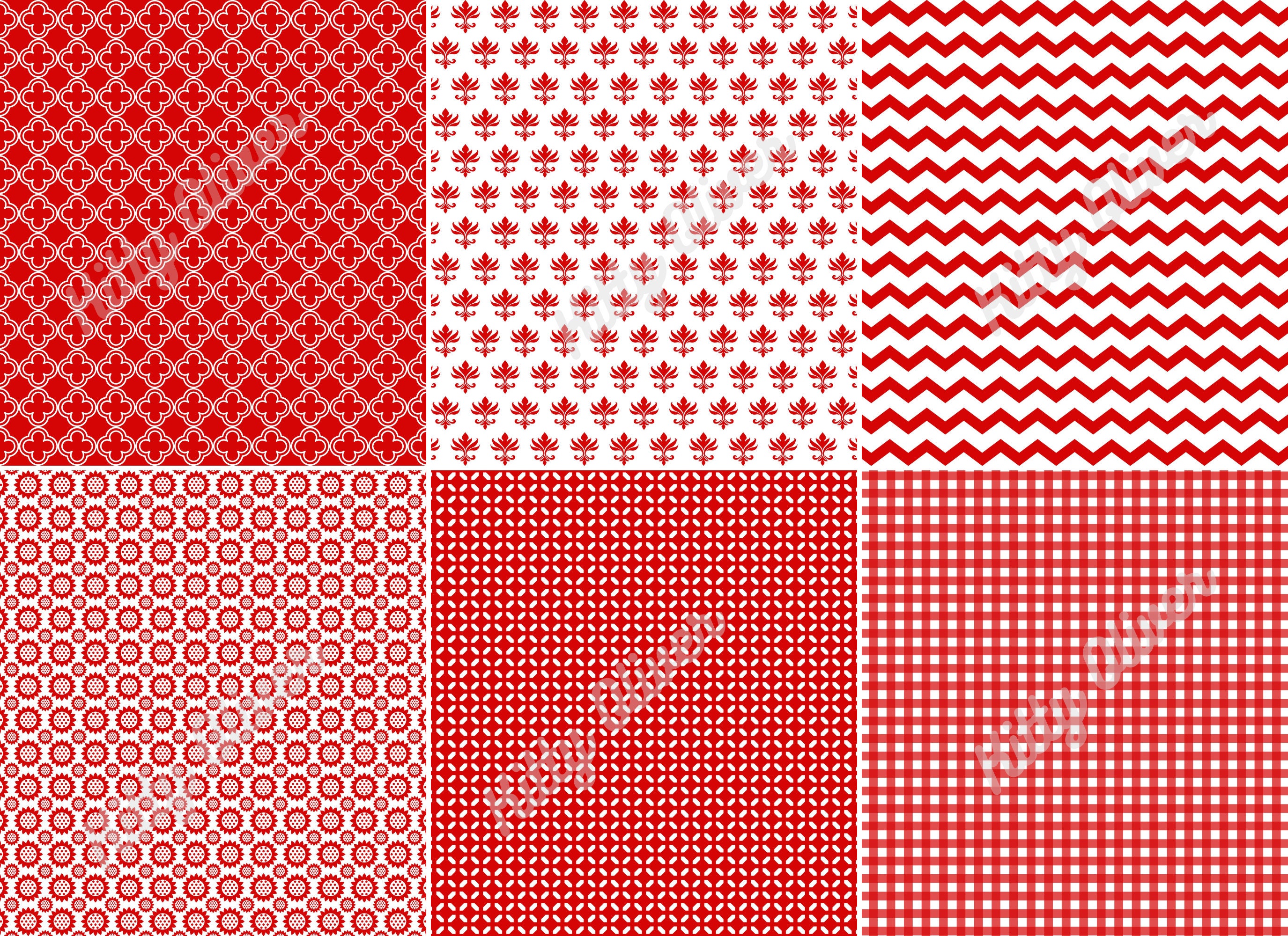 Classic Red Basic Patterns Paper Pack | Printable Digital Paper ...