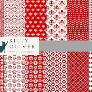 Cherry Red Paper Pack, Download di carta digitale stampabile per scrapbooking, produzione di carte, lavorazione della carta, 12x12, 300 dpi