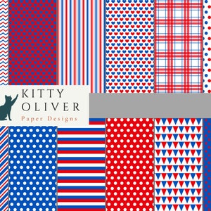 Crimson und Blau College Papier Pack | Druckbare digitale Papier Download, Scrapbooking, Kartenherstellung, Papier Handwerk 12x12, 300 DPI