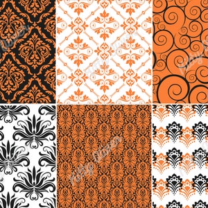 Fancy Halloween Paper Pack Orange & Black | Printable Digital Paper ...