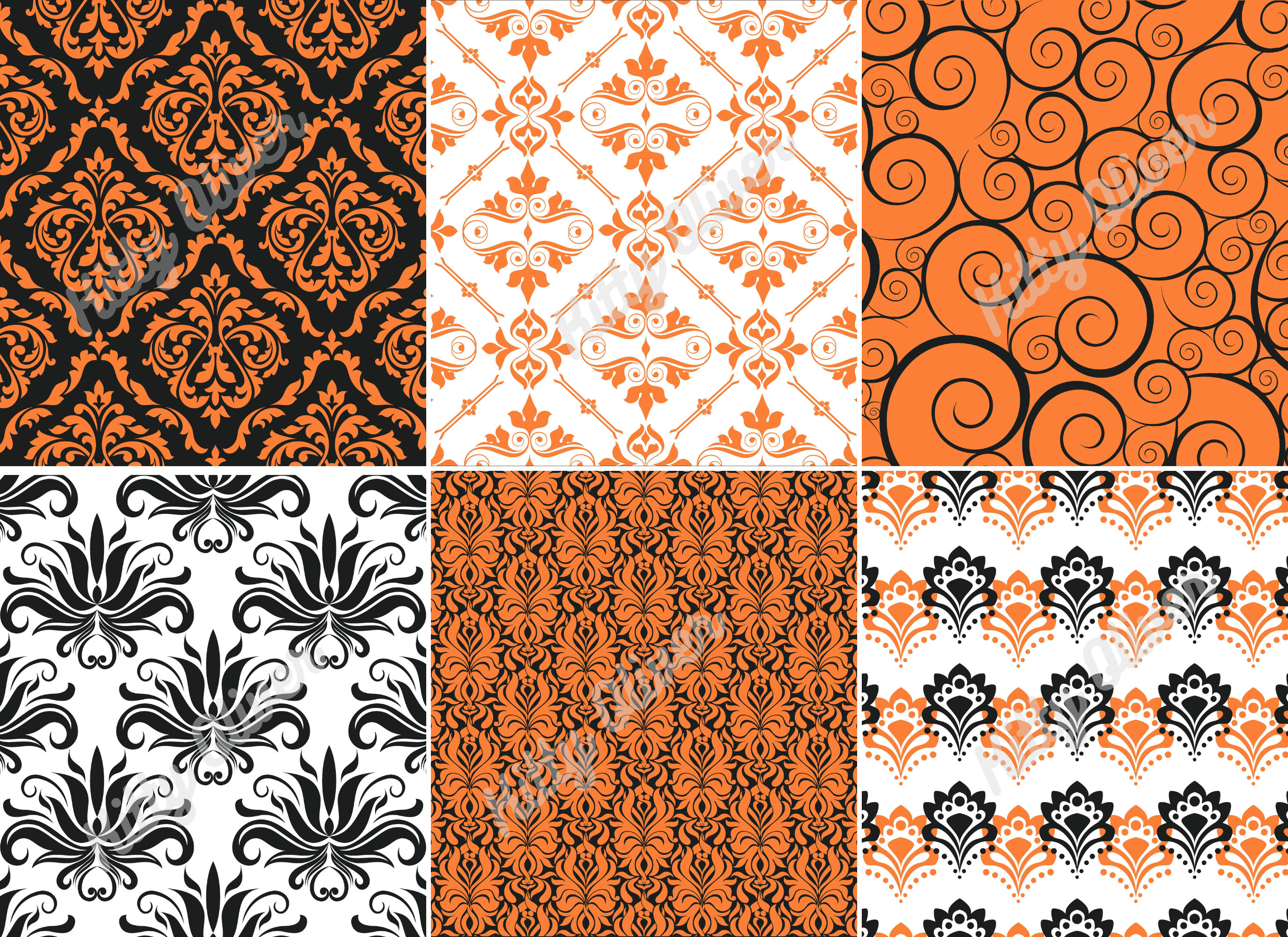 Fancy Halloween Paper Pack Orange & Black | Printable Digital Paper ...