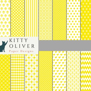 Paquet de papier à motifs de base jaune vif | Téléchargement de papier numérique imprimable, Scrapbooking, Fabrication de cartes, Artisanat en papier 12x12, 300 DPI
