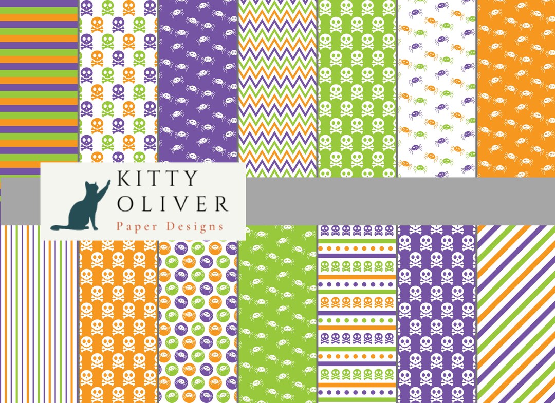 Skulls and Spiders Halloween Paper Pack | Printable Digital Paper ...