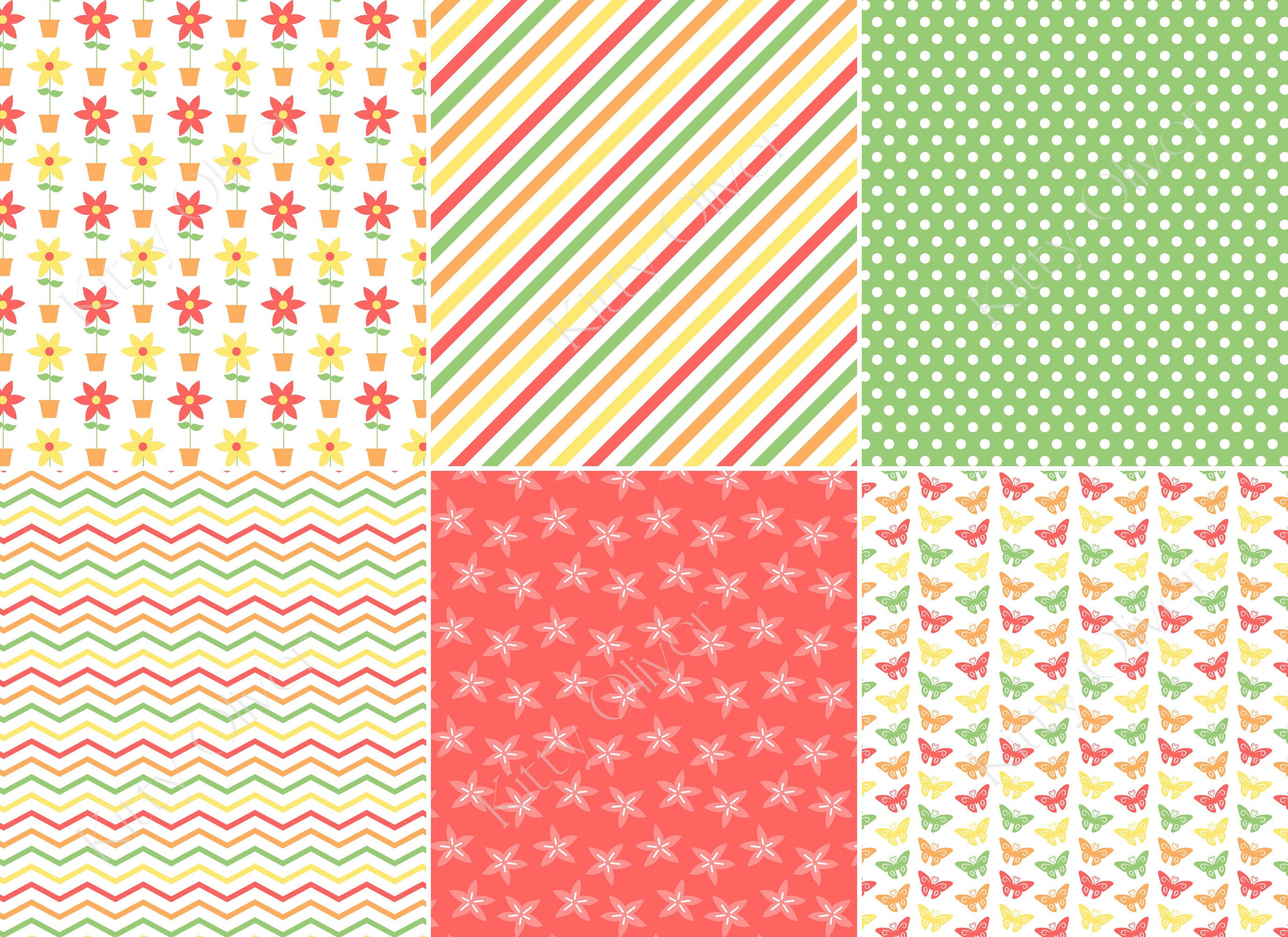 Spring Butterflies & Flowers Digital Paper Pack | Printable Digital ...